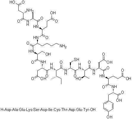 L-alpha-天冬氨酰-L-丙氨酰-L-alpha-谷氨酰-L-赖氨酰-L-丝氨酰-L-alpha-天冬氨酰-L-异亮氨酰-L-半胱氨酰-L-苏氨酰-L-alpha-天冬氨酰-L-alpha-谷氨酰-L-酪氨酸分子结构 (CAS 361366-26-9)