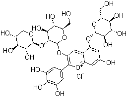 CAS 登录号：36415-91-5, 氯化花翠素 3-桑布双糖苷-5-葡糖苷