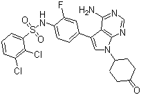 N1-[4-[4-氨基-7-(4-氧代环己基)-7H-吡咯并[2,3-d]嘧啶-5-基]-2-氟苯基]-2,3-二氯-1-苯磺酰胺分子结构 (CAS 364355-93-1)