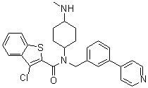 3-氯-N-[4-(甲基氨基)环己基]-N-[[3-(4-吡啶基)苯基]甲基]-苯并[b]噻吩-2-甲酰胺分子结构 (CAS 364590-63-6)
