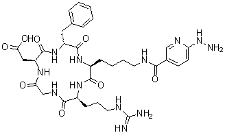 环[L-精氨酰甘氨酰-L-alpha-天冬氨酰-D-苯丙氨酰-N6-[(6-肼基-3-吡啶基)羰基]-L-赖氨酰]分子结构 (CAS 366455-78-9)