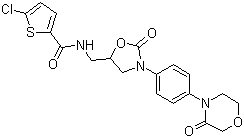 CAS # 366789-02-8, Rivaroxaban, 5-Chloro-N-(((5S)-2-oxo-3-(4-(3-oxomorpholin-4-yl)phenyl)-1,3-oxazolidin-5-yl)methyl)thiophene-2-carboxamide