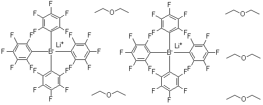 四(五氟苯基)硼酸锂与乙醚的化合物分子结构 (CAS 371162-53-7)