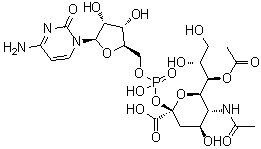 CAS # 37399-47-6, N-Acetyl-alpha-neuraminic acid 7-acetate 2-(hydrogen 5'-cytidylate), CMP-N-acetyl-7-O-acetyl-alpha-neuraminic acid, 5-(Acetylamino)-3,5-dideoxy-D-glycero-alpha-D-galacto-2-nonulopyranosonic acid 7-acetate 2-(hydrogen 5'-cytidylate)