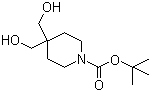 4,4-双(羟甲基)哌啶-1-羧酸叔丁酯分子结构 (CAS 374794-84-0)