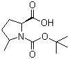 (2S)-N-Boc-5-甲基吡咯烷-2-甲酸分子结构 (CAS 374929-20-1)