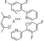 双[2-(2,4-二氟苯基)吡啶-C2,N'](乙酰丙酮)合铱(III)分子结构 (CAS 376367-95-2)