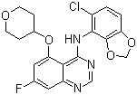 structure of CAS# 379230-38-3, 4-(6-氯-2,3-亚甲基二氧基苯胺)-7-氟-5-四氢吡喃-4-基氧基喹唑啉