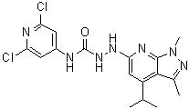 structure of CAS# 383150-41-2, N-(2,6-Dichloro-4-pyridinyl)-2-[1,3-dimethyl-4-(1-methylethyl)-1H-pyrazolo[3,4-b]pyridin-6-yl]hydrazinecarboxamide