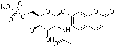CAS 登录号：383160-14-3, 7-[[2-(乙酰氨基)-2-脱氧-6-O-磺基-beta-D-吡喃半乳糖基]氧基]-4-甲基-2H-1-苯并吡喃-2-酮单钾盐