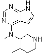 N-甲基-N-(4-甲基-3-哌啶基)-7H-吡咯并[2,3-d]嘧啶-4-胺分子结构 (CAS 384336-73-6)