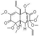 CAS # 38451-63-7, Asatone, rel-(1R,4S,4aS,8aS)-1,4a,5,8a-Tetrahydro-1,5,5,7,9,9-hexamethoxy-3,8a-di-2-propen-1-yl-1,4-ethanonaphthalene-6,10(4H)-dione, NSC 289486