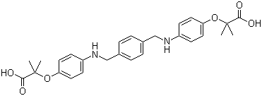 CAS # 385437-91-2, 2,2'-[1,4-Phenylenebis(methyleneimino-4,1-phenyleneoxy)]bis[2-methylpropanoic acid]