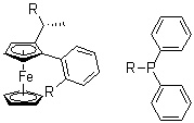 (1R)-1-[(1R)-1-(二苯基膦基)乙基]-2-[2-(二苯基膦基)苯基]二茂铁分子结构 (CAS 388079-58-1)