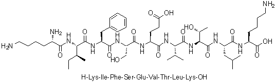 CAS # 390750-26-2, L-Lysyl-L-isoleucyl-L-phenylalanyl-L-seryl-L-alpha-glutamyl-L-valyl-L-threonyl-L-leucyl-L-lysine