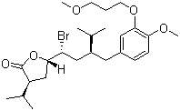 (3S,5S)-5-[(1R,3S)-1-溴-3-[[4-甲氧基-3-(3-甲氧基丙氧基)苯基]甲基]-4-甲基戊基]二氢-3-异丙基-2(3H)-呋喃酮分子结构 (CAS 393108-57-1)