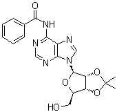 structure of CAS# 39947-04-1, N6-苯甲酰基-2',3'-O-异丙亚基腺苷