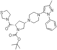 (2S,4S)-4-[4-(3-甲基-1-苯基-1H-吡唑-5-基)-1-哌嗪基]-2-(3-噻唑烷基羰基)-1-吡咯烷羧酸叔丁酯分子结构 (CAS 401566-80-1)