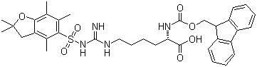 structure of CAS# 401915-53-5, N-芴甲氧羰基-N'-(2,2,4,6,7-五甲基二氢苯并呋喃-5-磺酰基)-L-高精氨酸