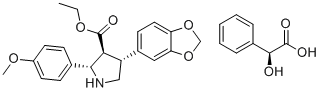 CAS 登录号：403614-49-3, (2S)-羟基(苯基)乙酸-(2S,3S,4R)-4-(1,3-苯并二氧杂环戊烯-5-基)-2-(4-甲氧基苯基)-3-吡咯烷羧酸乙酯