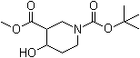 N-(叔丁氧羰基)-4-羟基哌啶-3-羧酸甲酯分子结构 (CAS 406212-51-9)