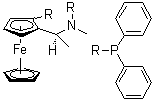 (1S)-1-(二苯基膦基)-2-[(1S)-1-[(二苯基膦基)甲基氨基]乙基]二茂铁分子结构 (CAS 406681-09-2)