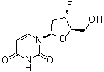structure of CAS# 41107-56-6, 2',3'-Dideoxy-3'-fluorouridine