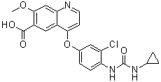 structure of CAS# 417717-21-6, 4-[3-氯-4-[[(环丙基氨基)羰基]氨基]苯氧基]-7-甲氧基-6-喹啉羧酸