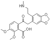 CAS # 41904-85-2, Hydrasteine, 2,3-Dimethoxy-6-[2-[6-[2-(methylamino)ethyl]-1,3-benzodioxol-5-yl]acetyl]benzoic acid