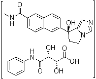CAS 登录号：426219-53-6, TAK-700, (2S,3S)-2,3-二羟基-4-氧代-4-(苯基氨基)丁酸和 6-(6,7-二氢-7-羟基-5H-吡咯并[1,2-c]咪唑-7-基)-N-甲基-2-萘甲酰胺的化合物
