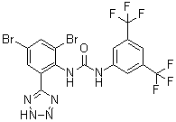 N-[3,5-二(三氟甲基)苯基]-N'-[2,4-二溴-6-(2H-四唑-5-基)苯基]脲分子结构 (CAS 426834-69-7)