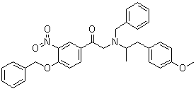 structure of CAS# 43229-66-9, 2-[[2-(4-甲氧基苯基)-1-甲基乙基](苯基甲基)氨基]-1-[3-硝基-4-(苯基甲氧基)苯基]乙酮
