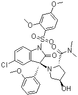 CAS # 439687-69-1, Nelivaptan, (2S,4R)-1-[(3R)-5-Chloro-1-[(2,4-dimethoxyphenyl)sulfonyl]-2,3-dihydro-3-(2-methoxyphenyl)-2-oxo-1H-indol-3-yl]-4-hydroxy-N,N-dimethyl-2-pyrrolidinecarboxamide, Nelivaptan, SSR 149415