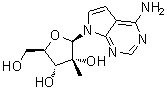 7-(2-C-甲基-beta-D-呋喃核糖基)-7H-吡咯并[2,3-d]嘧啶-4-胺分子结构 (CAS 443642-29-3)