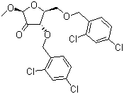 1-O-甲基-3,5-二-O-[(2,4-二氯苯基)甲基]-alpha-D-赤式戊呋喃糖苷-2-酮分子结构 (CAS 443642-30-6)