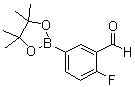 2-氟-5-(4,4,5,5-四甲基-1,3,2-二氧硼杂环戊烷-2-基)苯甲醛分子结构 (CAS 443776-94-1)