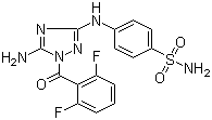 structure of CAS# 443797-96-4, 4-[[5-氨基-1-(2,6-二氟苯甲酰基)-1H-1,2,4-三唑-3-基]氨基]苯磺酰胺