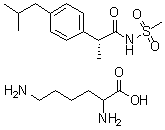 (alphaR)-alpha-甲基-4-(2-甲基丙基)-N-(甲基磺酰基)苯乙酰胺赖氨酸盐分子结构 (CAS 446024-42-6)