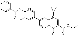 CAS # 446299-90-7, 7-[6-[Benzoyl(methyl)amino]-5-methyl-3-pyridinyl]-1-cyclopropyl-8-methyl-4-oxo-1,4-dihydro-3-quinolinecarboxylic acid ethyl ester
