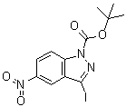 structure of CAS# 459133-69-8, 3-碘-5-硝基-1H-吲唑-1-羧酸叔丁酯