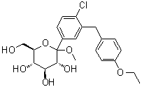 甲基 1-C-[4-氯-3-[(4-乙氧基苯基)甲基]苯基]-D-吡喃葡萄糖苷分子结构 (CAS 461432-24-6)
