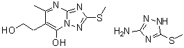 CAS # 4734-27-4, 5-(Methylthio)-1H-1,2,4-triazol-3-amine compd. with 7-hydroxy-5-methyl-2-(methylthio)[1,2,4]triazolo[1,5-a]pyrimidine-6-ethanol (1:1)