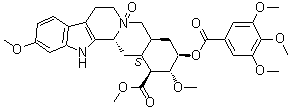 CAS # 474-48-6, Reserpine N-oxide, (3beta,16beta,17alpha,18beta,20alpha)-11,17-Dimethoxy-18-[(3,4,5-trimethoxybenzoyl)oxy]-yohimban-16-carboxylic acid methyl ester 4-oxide, Reserpoxidin
