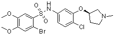 structure of CAS# 474960-44-6, 2-Bromo-N-[4-chloro-3-[[(3R)-1-methyl-3-pyrrolidinyl]oxy]phenyl]-4,5-dimethoxybenzenesulfonamide