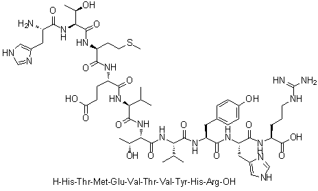 CAS 登录号：475642-15-0, L-组氨酰-L-苏氨酰-L-蛋氨酰-L-alpha-谷氨酰-L-缬氨酰-L-苏氨酰-L-缬氨酰-L-酪氨酰-L-组氨酰-L-精氨酸