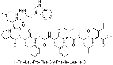 L-色氨酰-L-亮氨酰-L-脯氨酰-L-苯丙氨酰甘氨酰-L-苯丙氨酰-L-异亮氨酰-L-亮氨酰-L-异亮氨酸分子结构 (CAS 478413-40-0)
