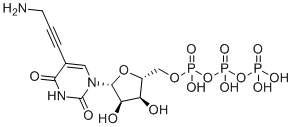 CAS # 480440-13-9, 5-(3-Amino-1-propyn-1-yl)uridine 5'-(tetrahydrogen triphosphate), [[(2R,3S,4R,5R)-5-[5-(3-aminoprop-1-ynyl)-2,4-dioxopyrimidin-1-yl]-3,4-dihydroxyoxolan-2-yl]methoxy-hydroxyphosphoryl] phosphono hydrogen phosphate
