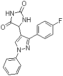 structure of CAS# 484049-04-9, 5-(3-(4-氟苯基)-1-苯基-1H-吡唑-4-基)咪唑烷-2,4-二酮