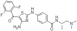 CAS # 486414-36-2, 4-[[4-amino-5-(2,6-difluorobenzoyl)-2-thiazolyl]amino]-N-[(1S)-2-(dimethylamino)-1-methylethyl]-Benzamide