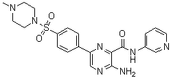 structure of CAS# 486424-20-8, 3-氨基-6-[4-[(4-甲基-1-哌嗪基)磺酰基]苯基]-N-3-吡啶基-吡嗪甲酰胺